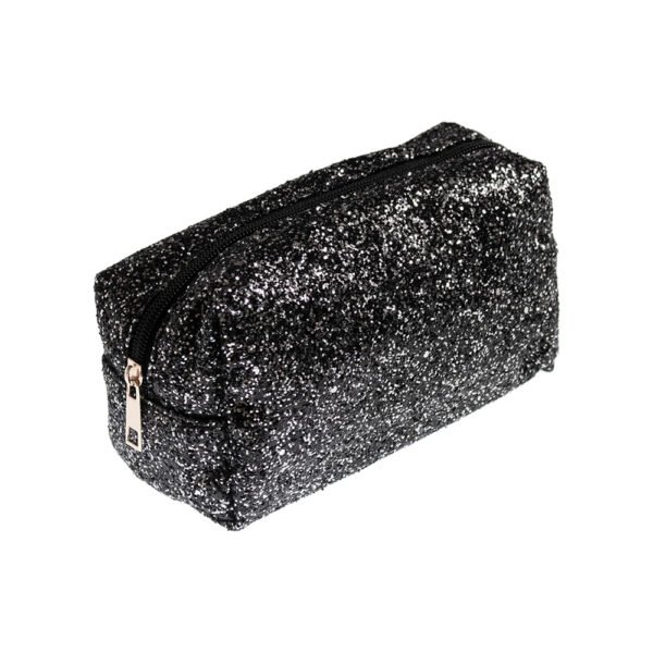 Portacosmético Rectangular Wav Glitter Negro Grande