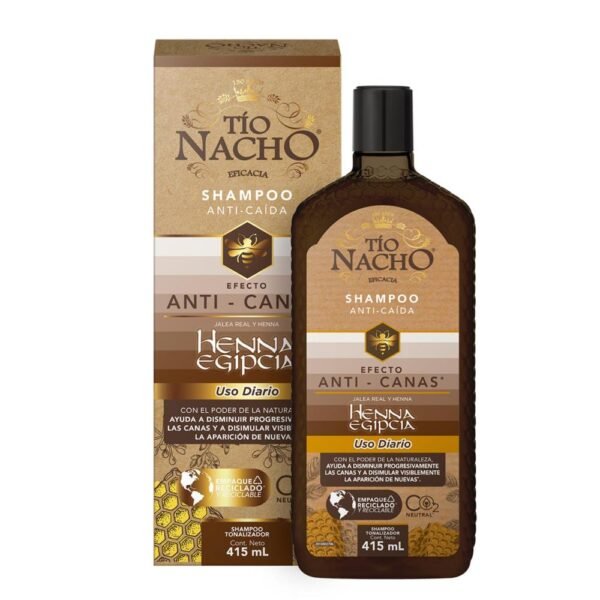 Shampoo Tío Nacho Henna Egipcia Efecto Anti Canas x 415 ml